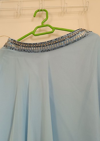 Nakışlı Mavi Bohem Uzun Abiye Elbise - Görsel 6