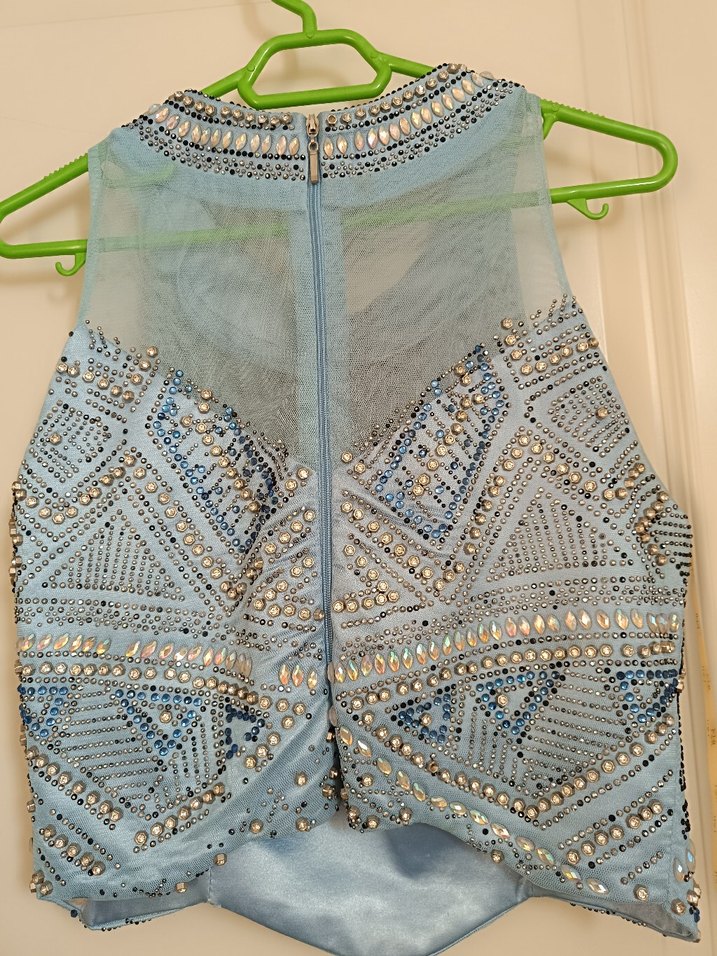 Nakışlı Mavi Bohem Uzun Abiye Elbise - Görsel 3