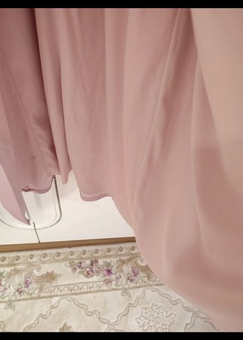 Pudra Renk Drapeli Uzun Abiye Elbise - Görsel 8