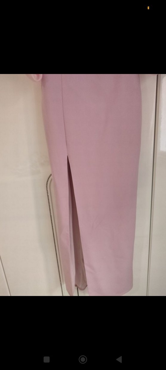 Pudra Renk Drapeli Uzun Abiye Elbise - Görsel 4