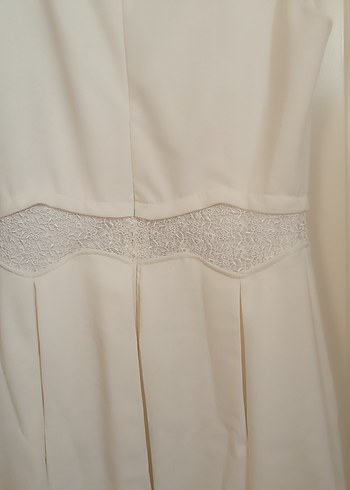 Beyaz Klasik Midi Elbise - Görsel 5