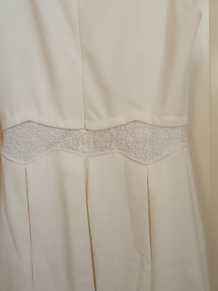 Beyaz Klasik Midi Elbise - Görsel 5