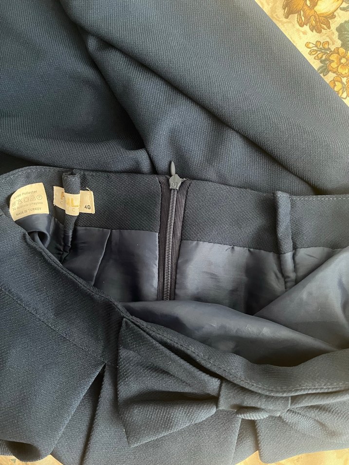 Lacivert  Drapeli Kadın Etek - Görsel 5