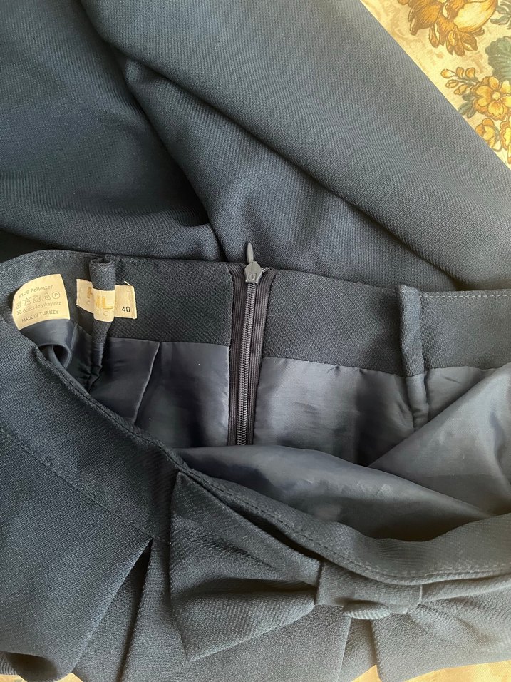 Lacivert  Drapeli Kadın Etek - Görsel 4