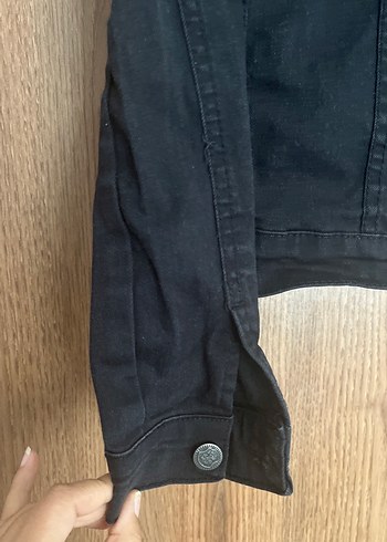 Siyah Kadın Denim kot Ceket Düğmeli - Görsel 5