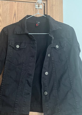 36 Beden Siyah Kadın Denim kot Ceket Düğmeli