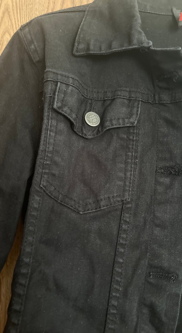 Siyah Kadın Denim kot Ceket Düğmeli - Görsel 4