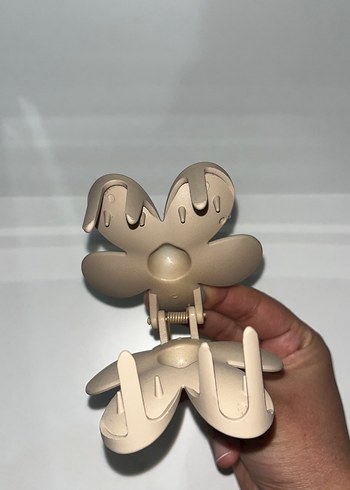 Bej Çiçek desenli Saç Tokası - Görsel 4