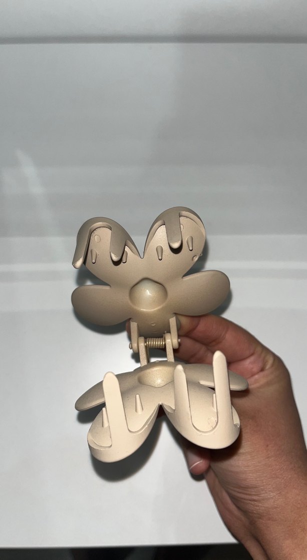 Bej Çiçek desenli Saç Tokası - Görsel 4