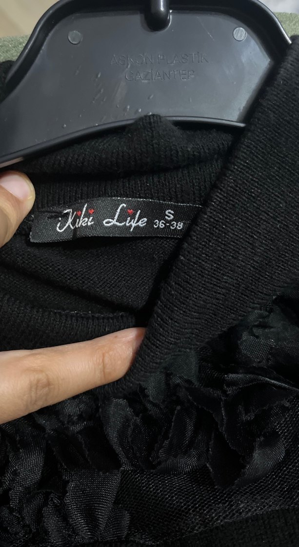 Uzun Kollu Fırfırlı Siyah Abiye Elbise - Görsel 5