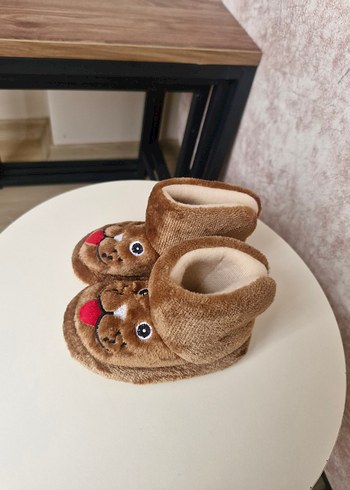 Kahverengi Leopar Desenli Erkek kız Çocuk Ev Terliği - Görsel 2