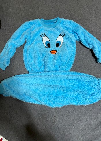 Nakışlı Mavi Çocuk Polar Pijama Takımı - Görsel 3