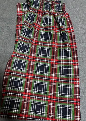 Ünisex Ekose Desenli Rahat Kesim Pijama Altı - Görsel 4