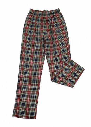 Ünisex Ekose Desenli Rahat Kesim Pijama Altı - Görsel 2