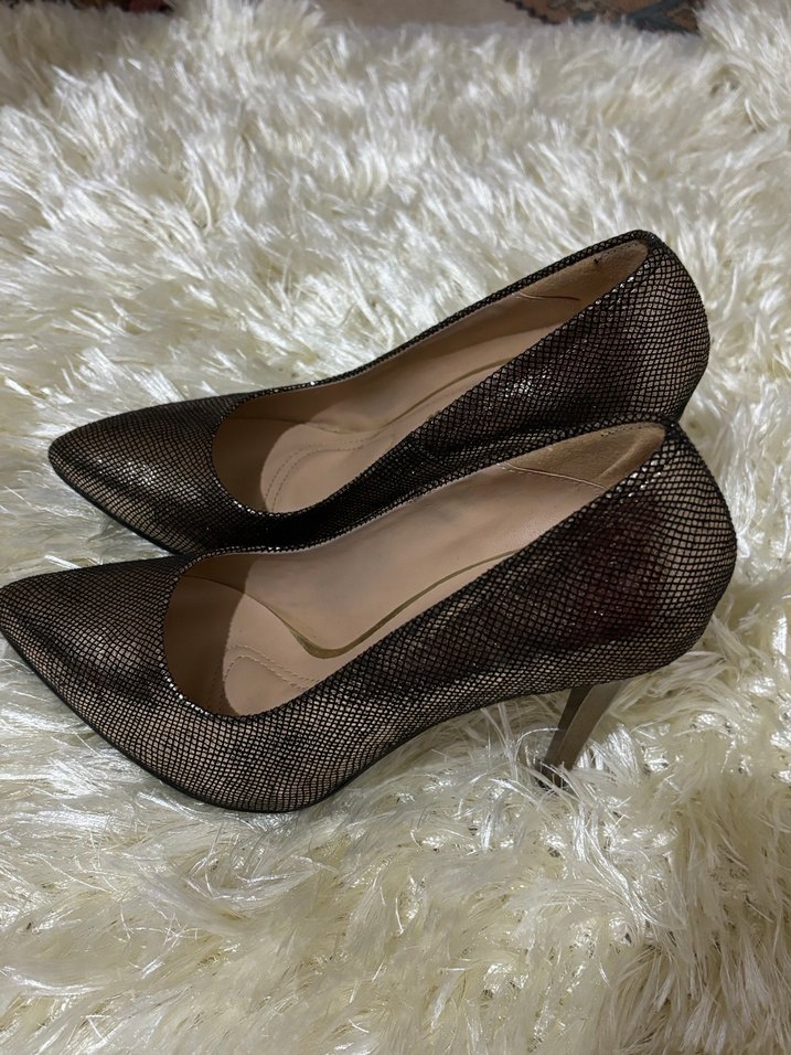 Kahverengi Yılan Derisi Desenli Stiletto - Görsel 2