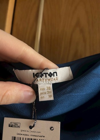 Lacivert Drapeli Uzun Kadın Elbise - Görsel 2