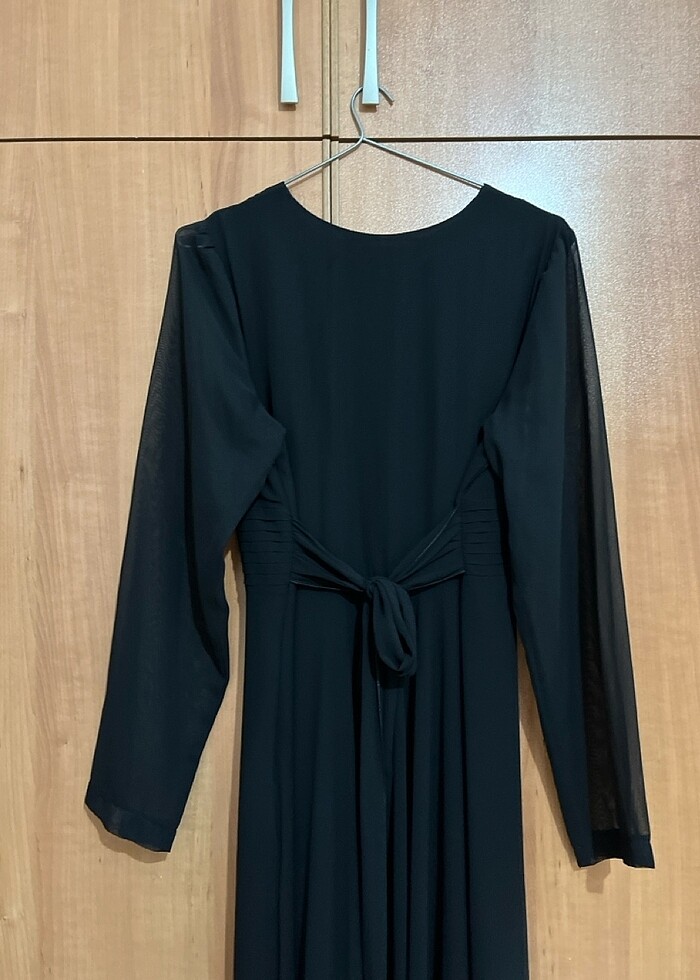 Siyah şifon elbise - Görsel 5