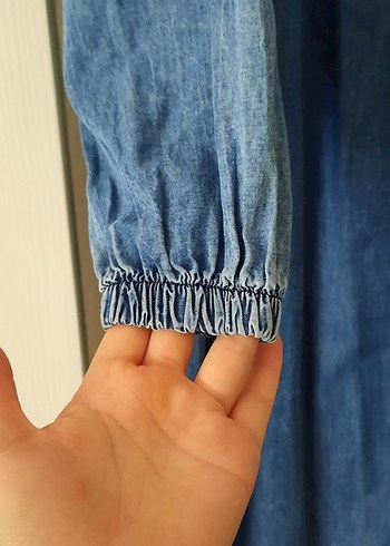 44 Beden mavi Renk Düğmeli Mavi Denim elbise