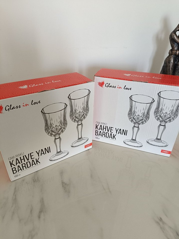Klasik Desenli Ayaklı kahve Yanı Su Bardağı Seti - Görsel 2