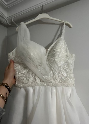 V Yaka Midi Bohem Gelinlik - Görsel 2