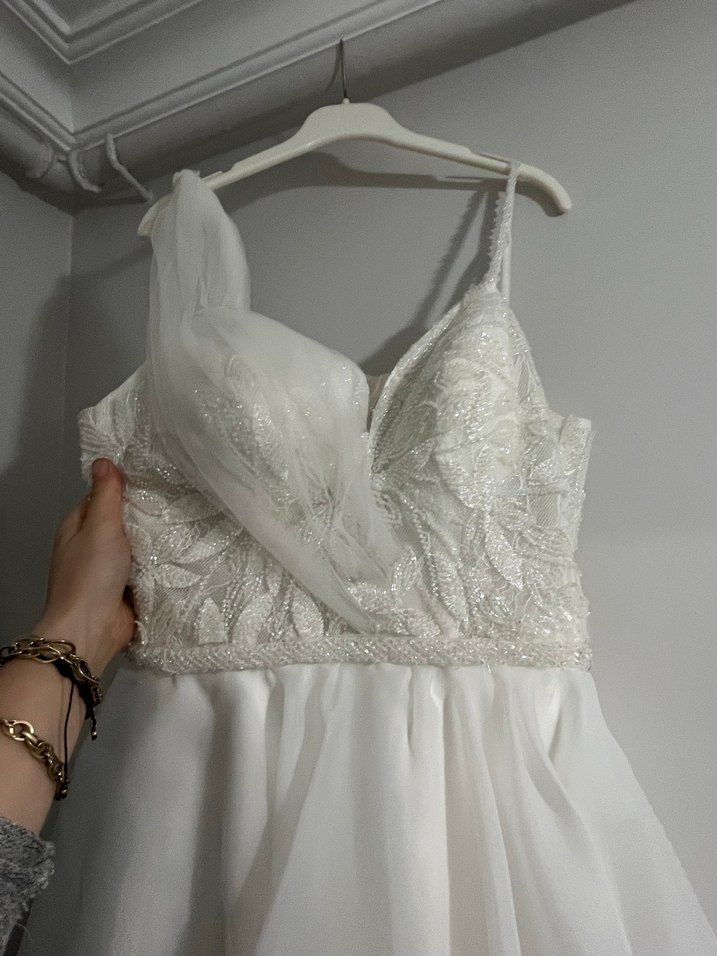 V Yaka Midi Bohem Gelinlik - Görsel 2