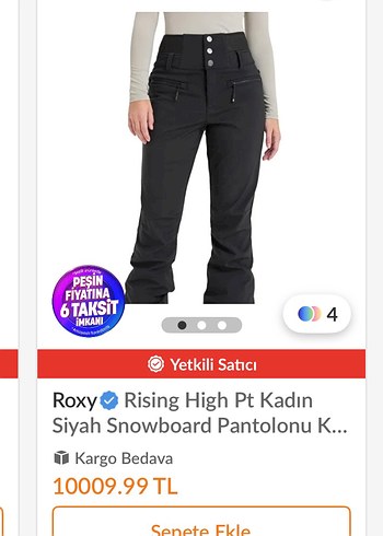 Roxy Rising High Pt Siyah Kadin Snowboard Pantolonu