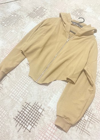 l Beden Bej Midi Fermuarlı Kadın Sweatshirt