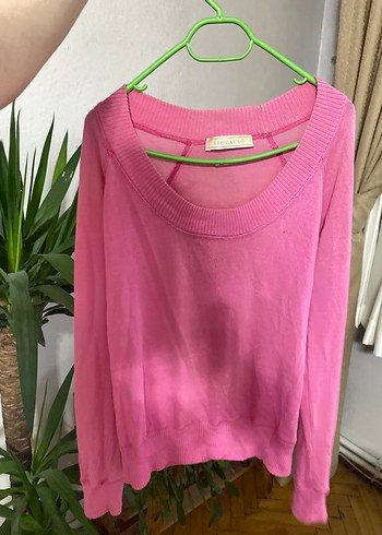 Pembe Bisiklet Yaka Örgü Kadın Kazak - Görsel 4