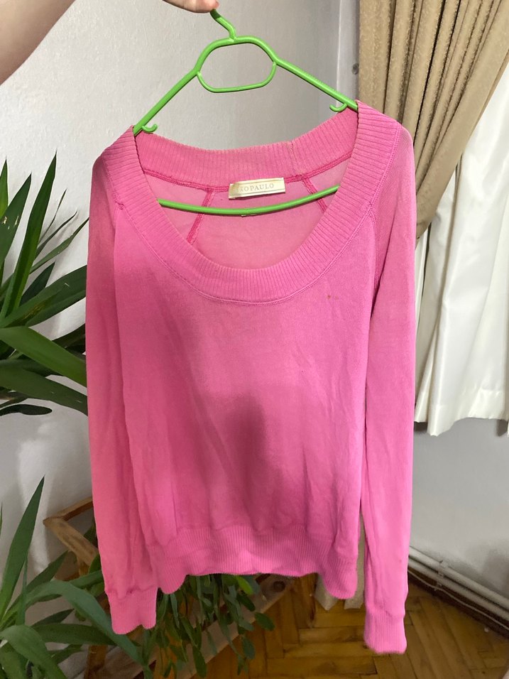 Pembe Bisiklet Yaka Örgü Kadın Kazak - Görsel 2