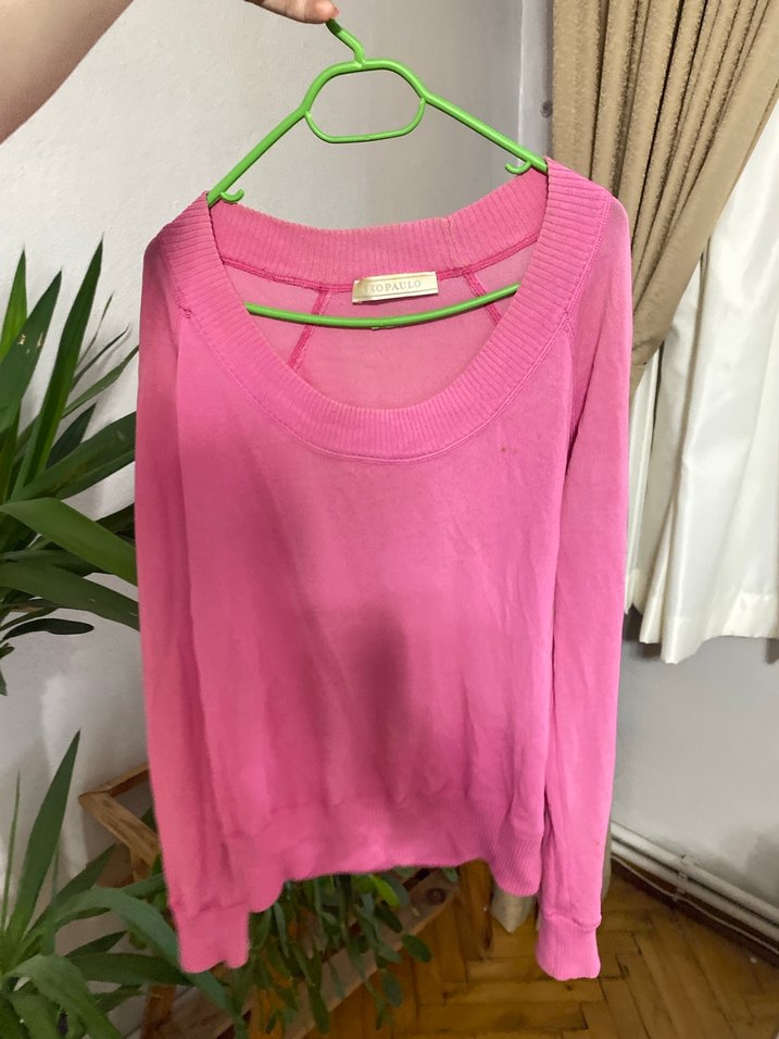 Pembe Bisiklet Yaka Örgü Kadın Kazak - Görsel 3