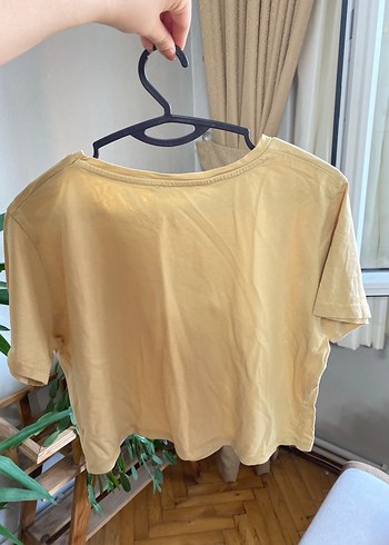 Sarı Kadın crop Oversize Tişört - Görsel 4