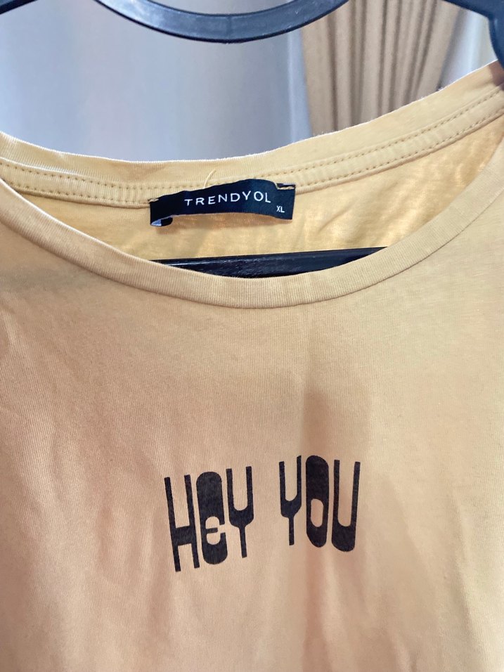 Sarı Kadın crop Oversize Tişört - Görsel 3