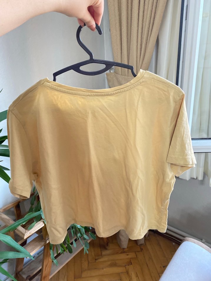 Sarı Kadın crop Oversize Tişört - Görsel 4