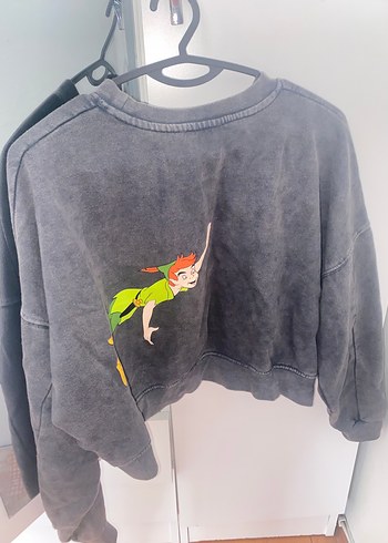 Zara Gri Uzun Kollu Baskılı Kadın Sweatshirt (peter pan baskılı) - Görsel 4