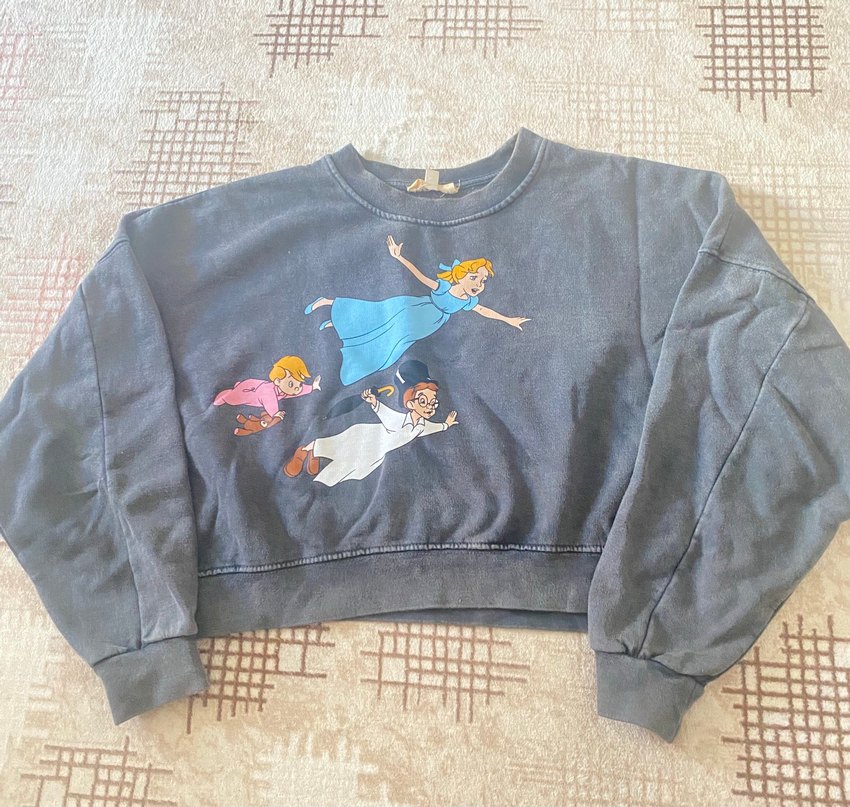 Zara Gri Uzun Kollu Baskılı Kadın Sweatshirt (peter pan baskılı) - Görsel 2