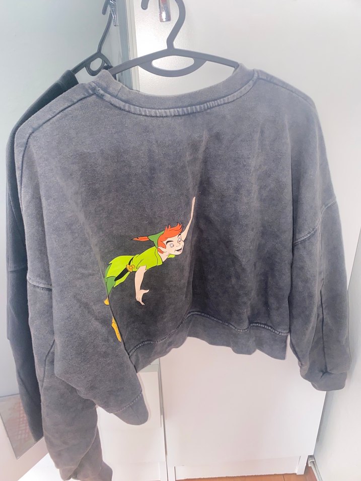 Zara Gri Uzun Kollu Baskılı Kadın Sweatshirt (peter pan baskılı) - Görsel 4