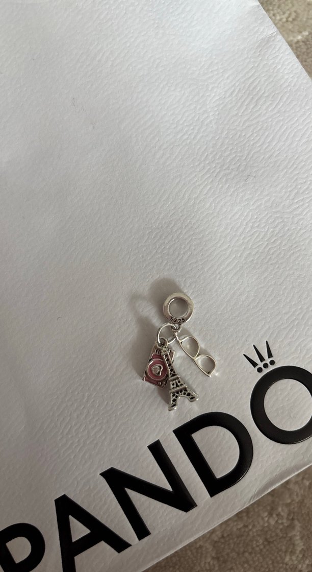 Pembe Zincir Detaylı Paris Temalı Kadın Charm - Görsel 2