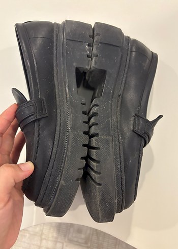 36 Beden siyah Renk Siyah Kalın Topuklu Loafer Ayakkabı