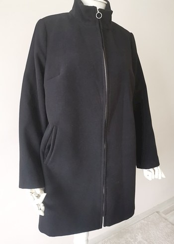 44 Beden Koton Siyah Midi Regular Fit Kaban