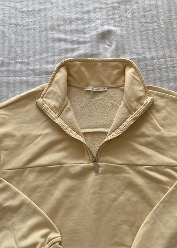 s Beden Kadın Bej Yarım Fermuarlı Sweatshirt