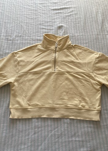 Kadın Bej Yarım Fermuarlı Sweatshirt