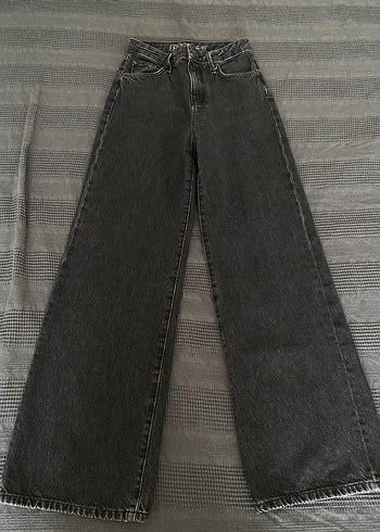 Gri Midi Kadın Kot Pantolon Yırtmaçlı