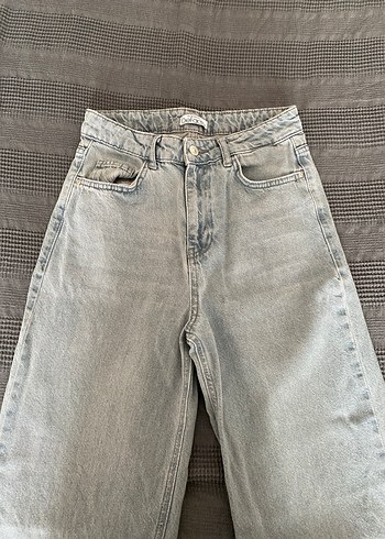 34 Beden Gri Midi Boy Regular Fit Denim Kadın Kot