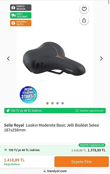 Selle royal jelli bisiklet koltuğu