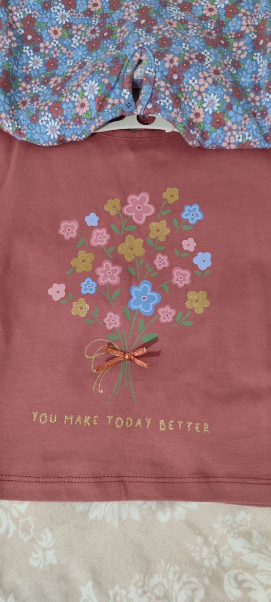 Kız Çocuk Uzun Kollu Çiçek Desenli Tişört - Görsel 4