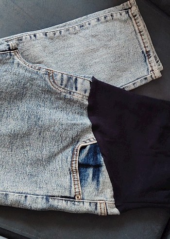 Tokalı Gri Denim Hamile Pantolonu - Görsel 3