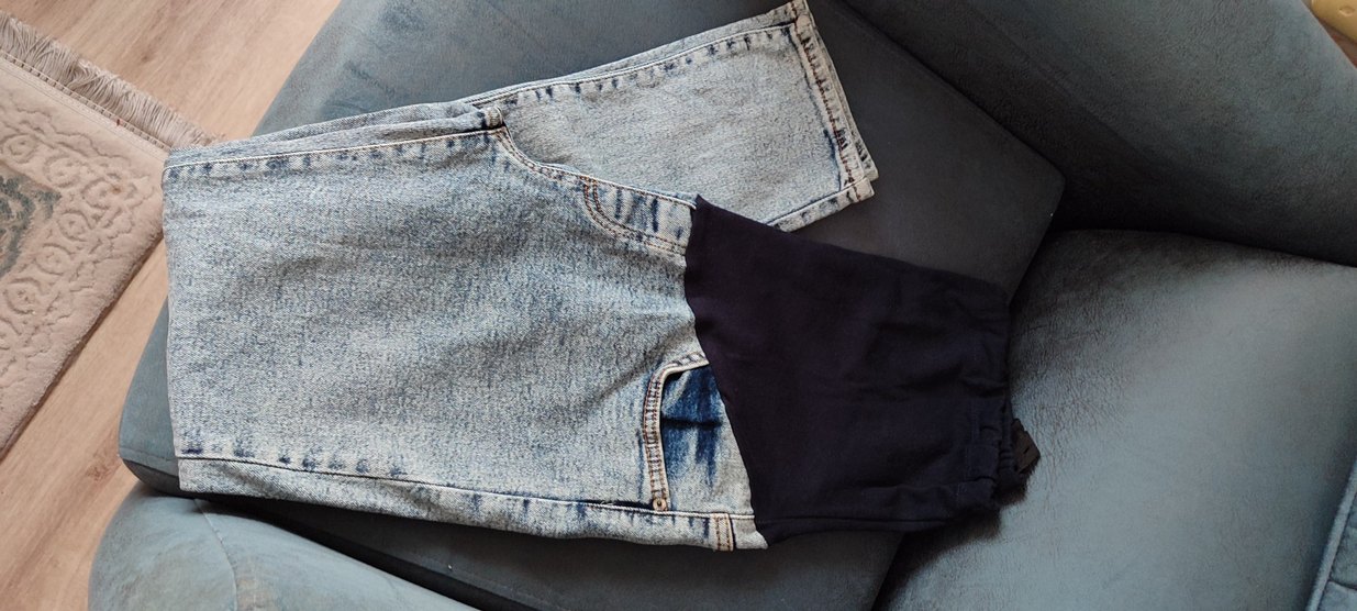 Tokalı Gri Denim Hamile Pantolonu - Görsel 3