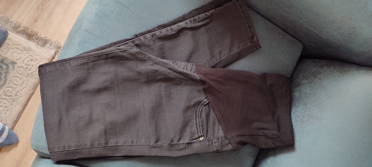 Gri Hamile Kot Pantolon, Normal Boy, Kemerli - Görsel 3