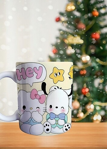 Kuromi ve hello kitty porselen kupa 