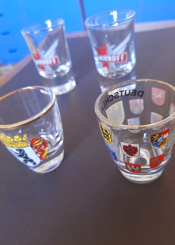 Paşabahçe Beyaz ve renkli desenli shot bardakları
